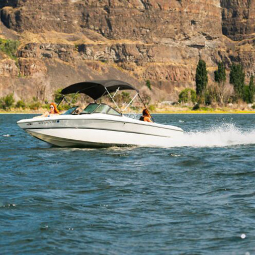 Boat on river in summer