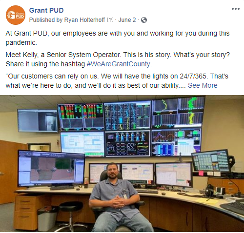 Click here to see our facebook post featuring Kelly, a senior system operator at Grant PUD.