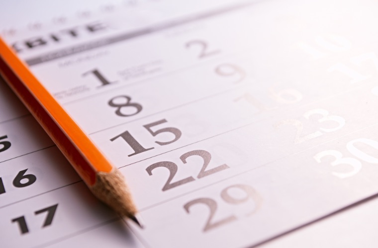 Pencil laying on calendar